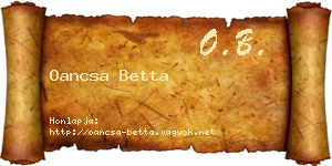 Oancsa Betta névjegykártya